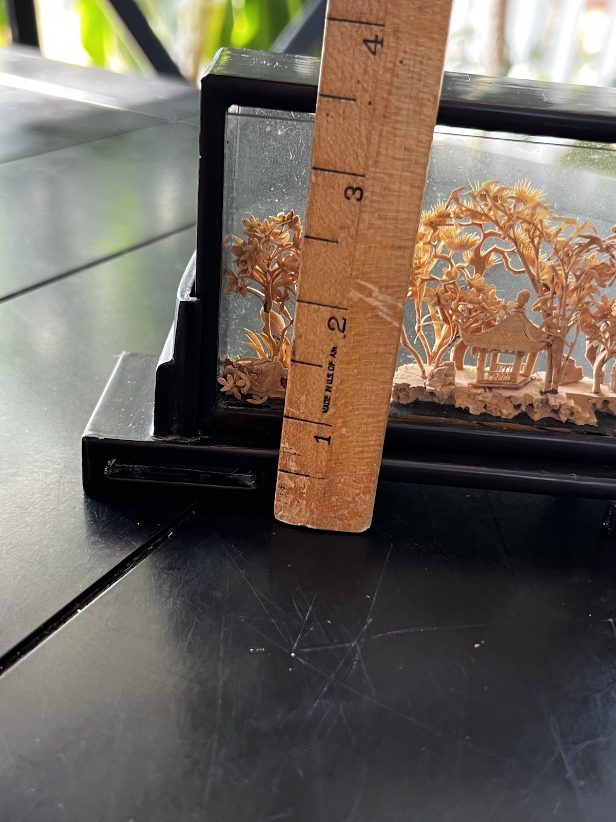 Vintage Chinese Hand Carved Cork Diorama Pagoda Scene 3D