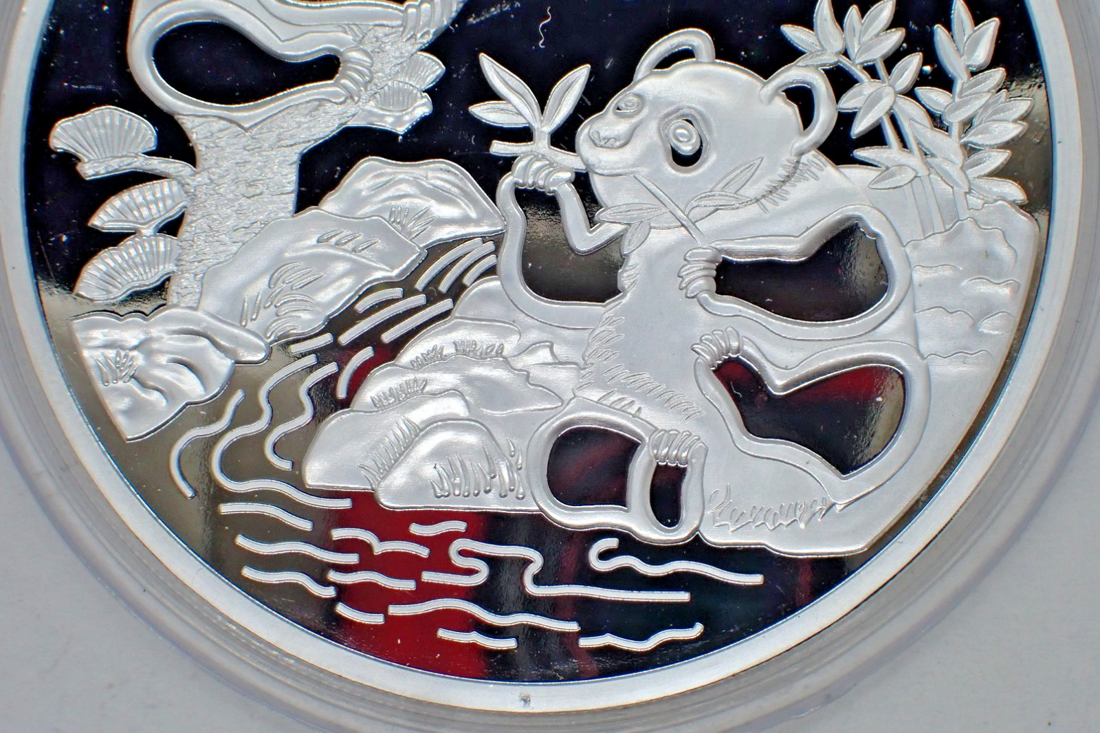 Chinese BigSilver coated Souvenir Coin Two Pandas tree 1994 year #1
