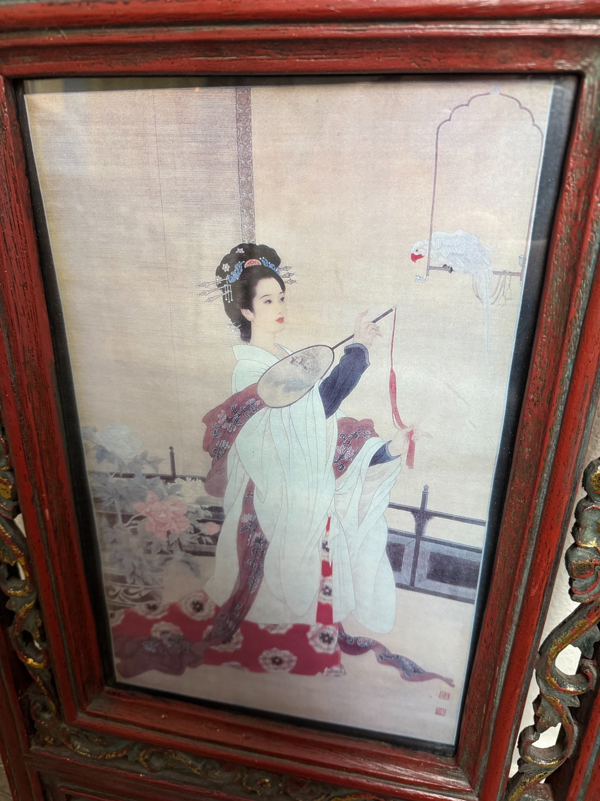 Vintage Chinese Carved Wood Dragon Frame Vertical Asian Wall Art Display Rare