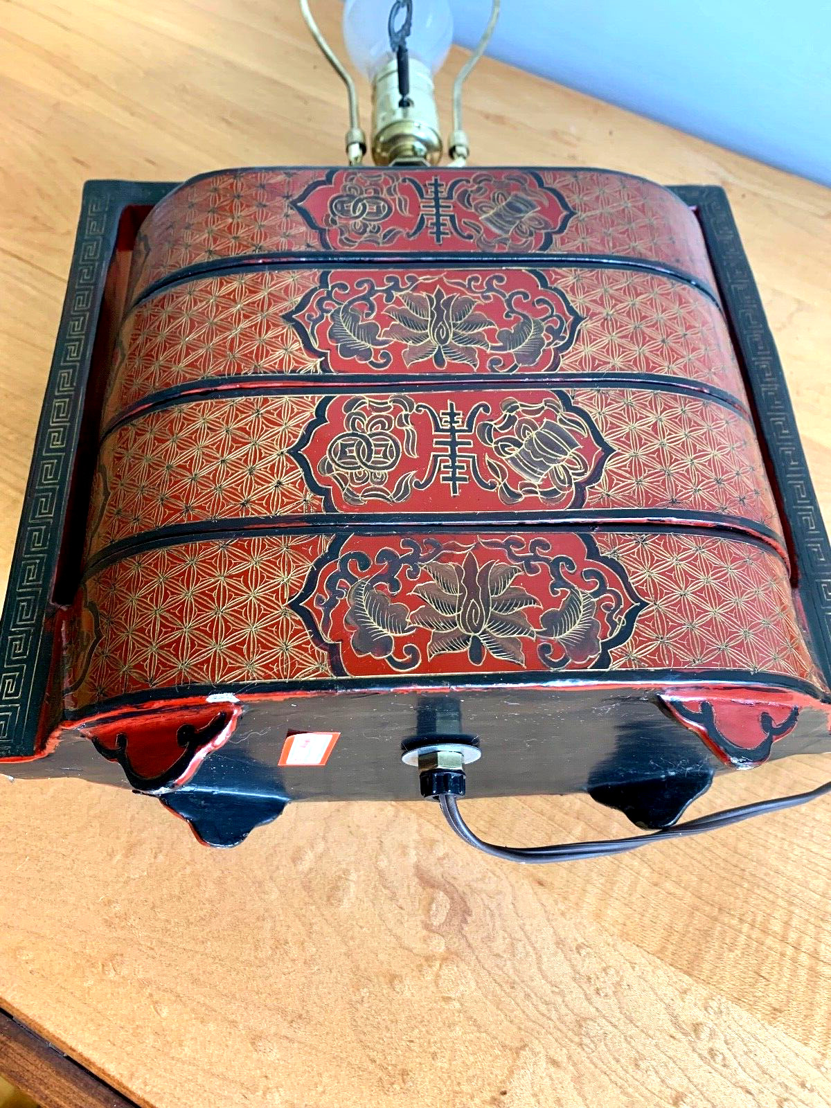Vintage CHINESE 3 Tier Lacquer Box LAMP