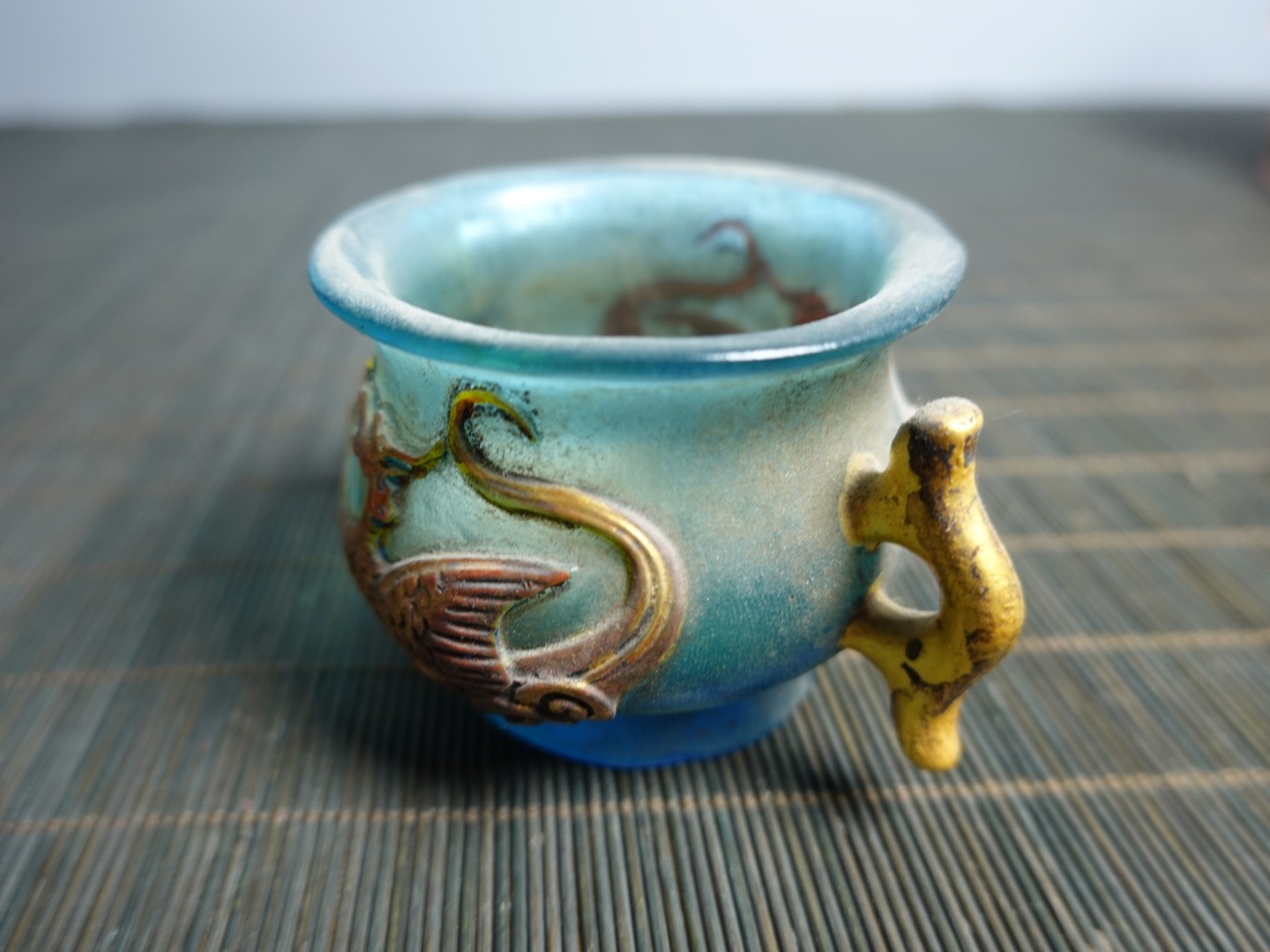 3.1″ Collect China Coloured Glaze Painted Animal Beast Incense Burner Censer