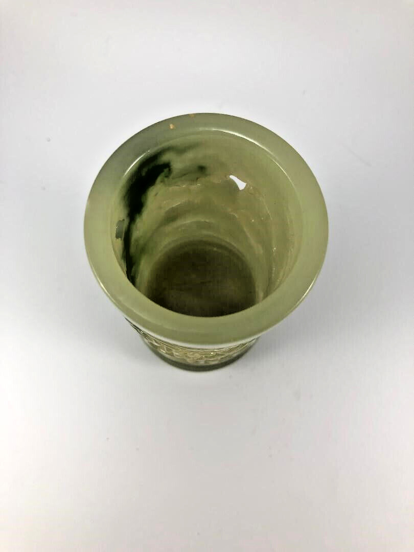 Vintage Chinese Carved Imitation Jadeite 3-Footed Candle Holder 4.5″ Green