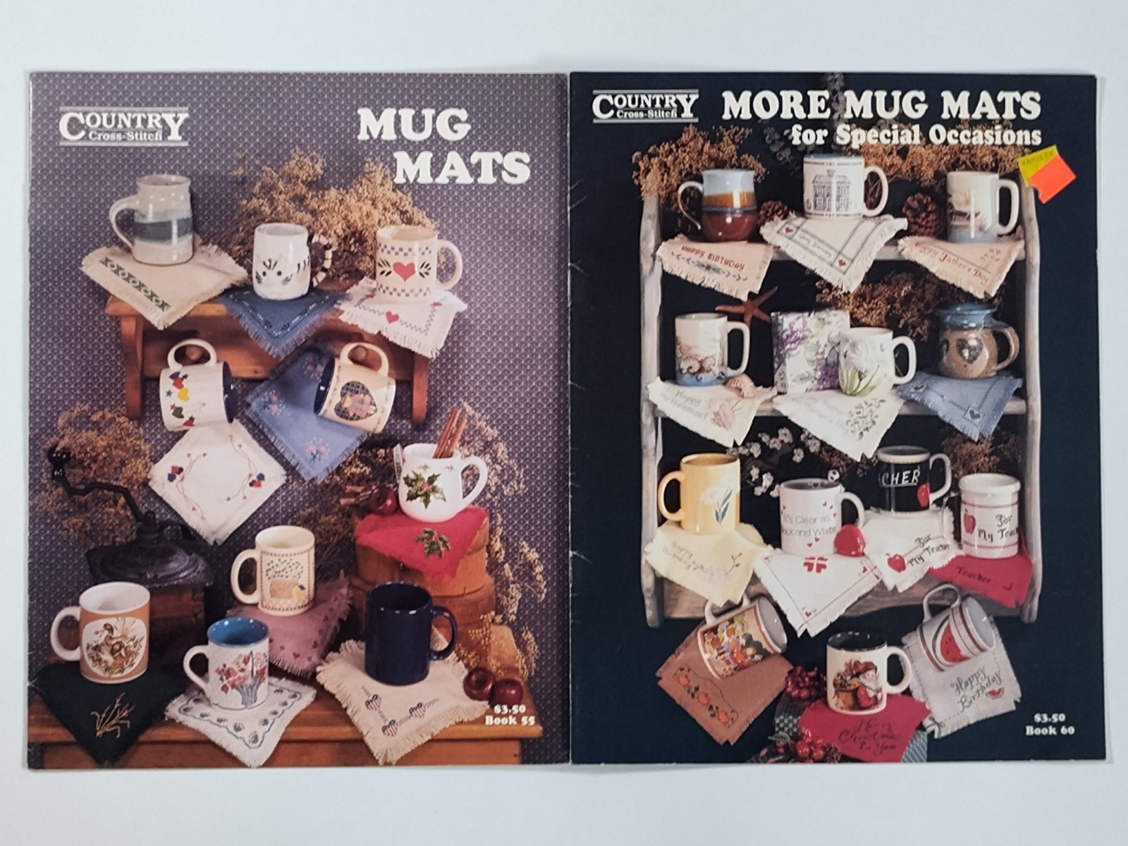Vintage Country Cross Stitch Mug Mats Lot 2 Coaster Pattern Books Special Days