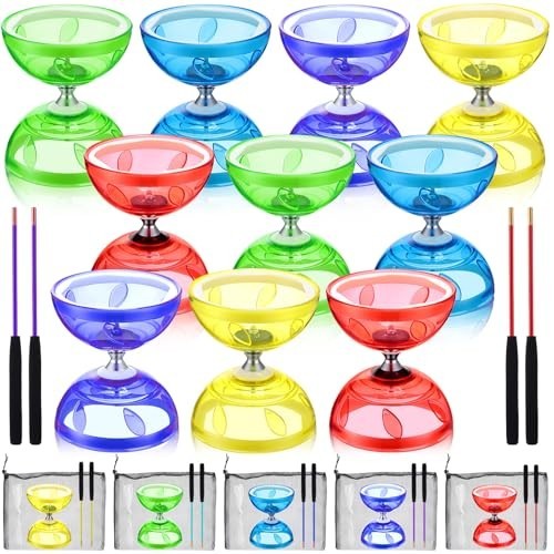5 Set Chinese Diabolo Triple Bearing Yoyo 5” Multi-Color with Sticks & Bags