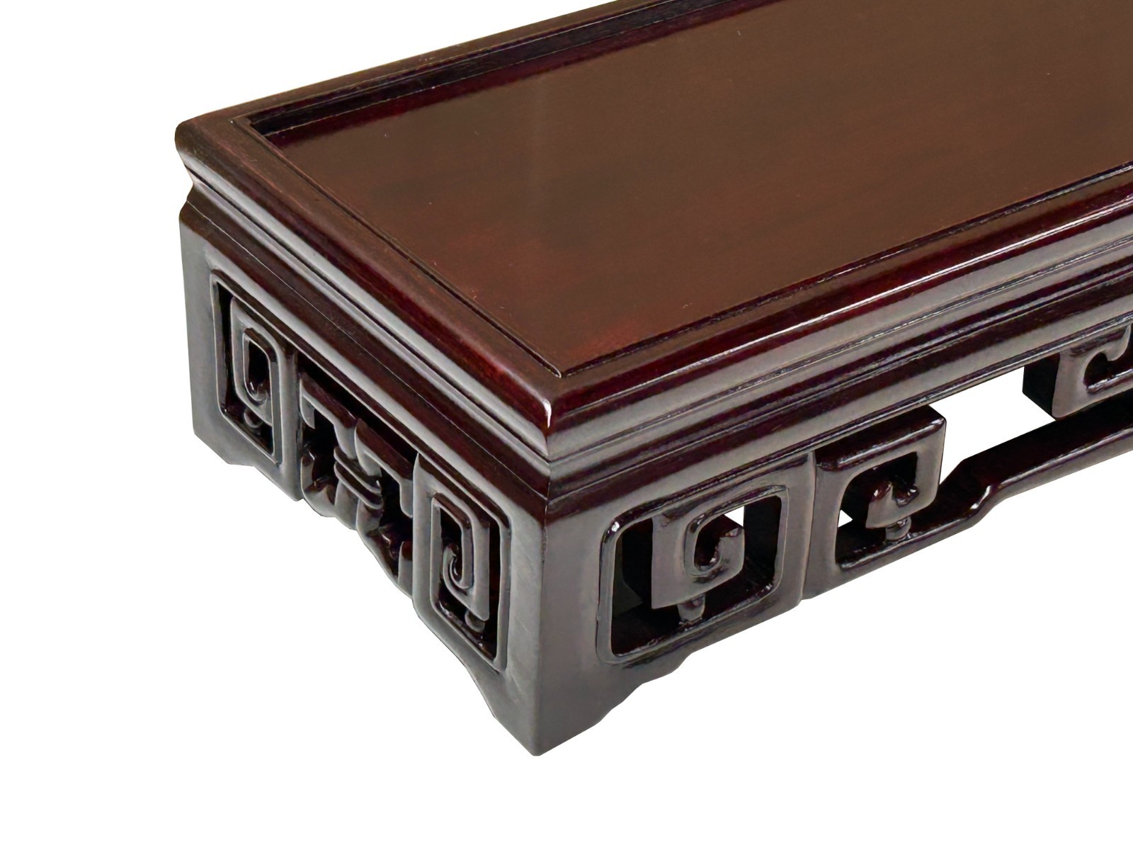 Dark Brown Stained Oriental Geometric Rectangular Display Table Stand GB246