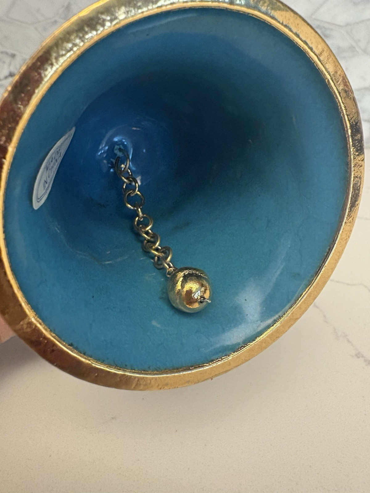 Vintage Chinese Cloisonne Enamel Floral Gold Metal Bell