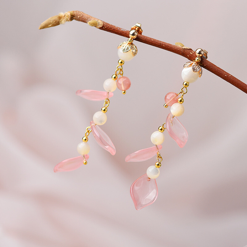 Chinese Coloured Glaze/Crystal Gild Tassels Tibetan Style Vogue Earbob Earrings