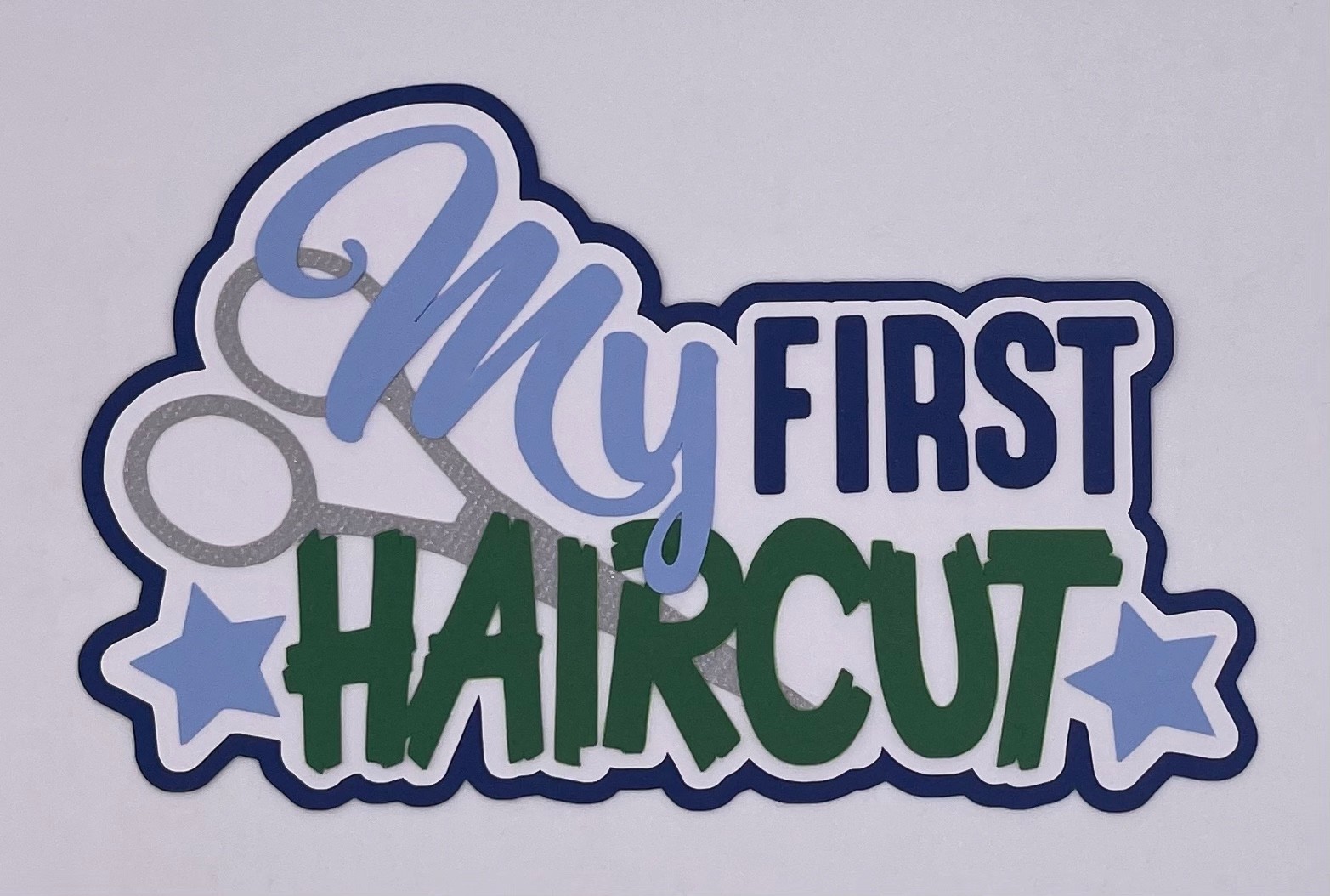 My First Haircut Blue or Pink – Handmade Paper Piecing Scrapbook Die Cuts