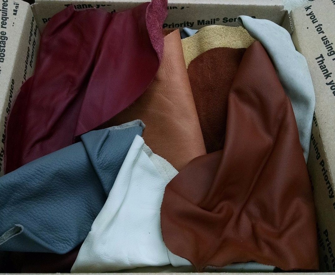 3 lbs Bulk Scrap Leather Trimmings 1 to 4 oz Cowhide Remnants Upholstery Craft