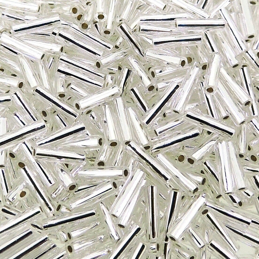 Miyuki Bugle Beads Size #2, 6mm, 17 Gram Tube, Silver Lined Silver