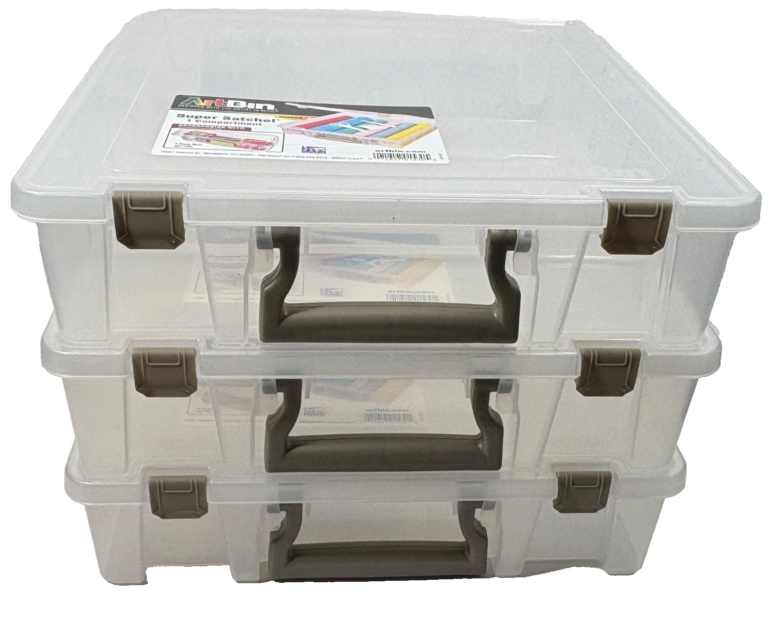 Set of 3 Single Super Satchel 1 Compartment Translcnt By ArtBin#1 15.25X14X3.5″