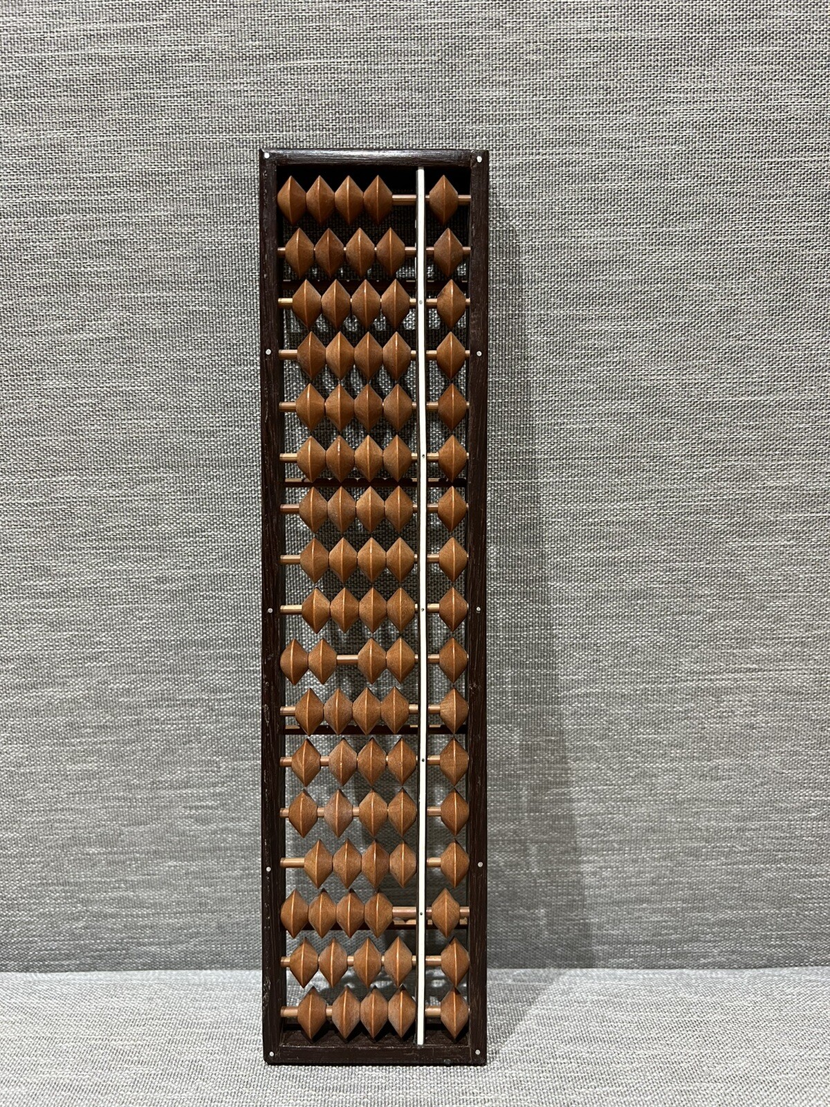 Vintage Wood Abacus 17 Rod Beads Light Brown Beads Counting Calculating Frame