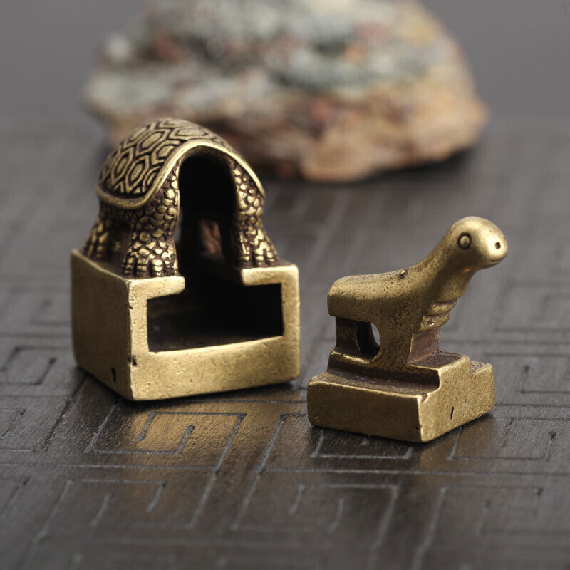Chinese old Antique Collectible Bronze Recruit money turtle seal statue