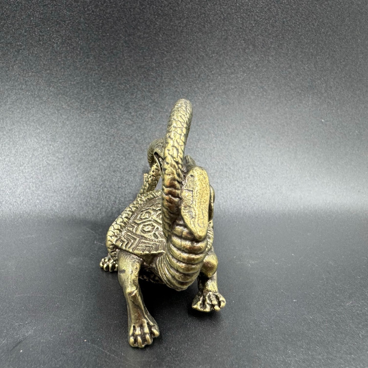 Vintage Brass Black Tortoise Xuanwu Statue Four Symbols FengShui LongevityWealth