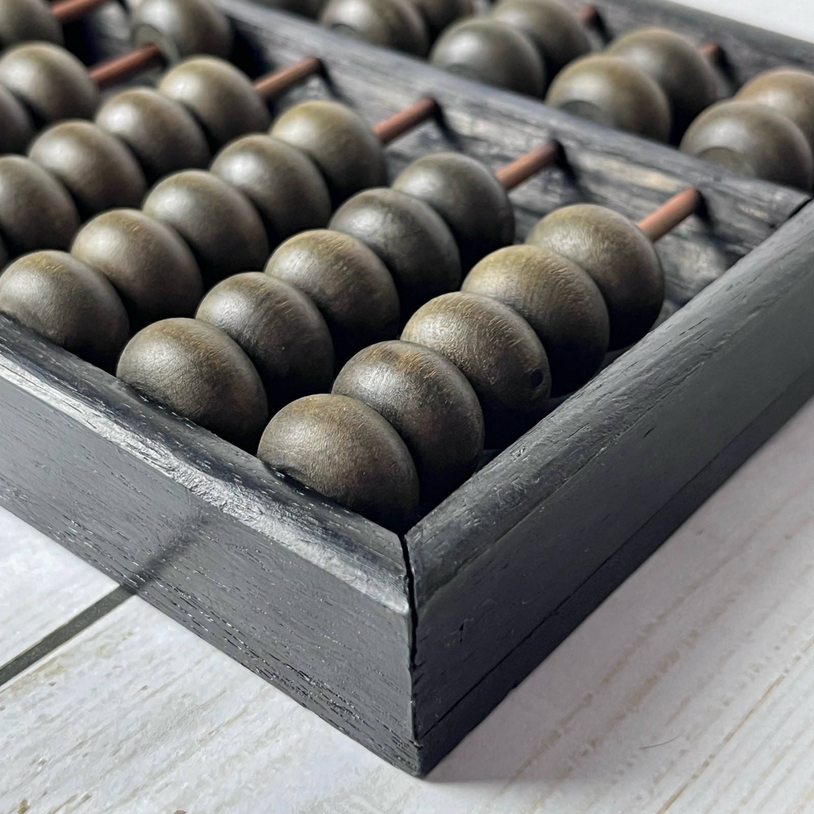 Traditional Chinese Wooden Abacus 2:5 Bead Configuration 13 Rows Black Wood Box