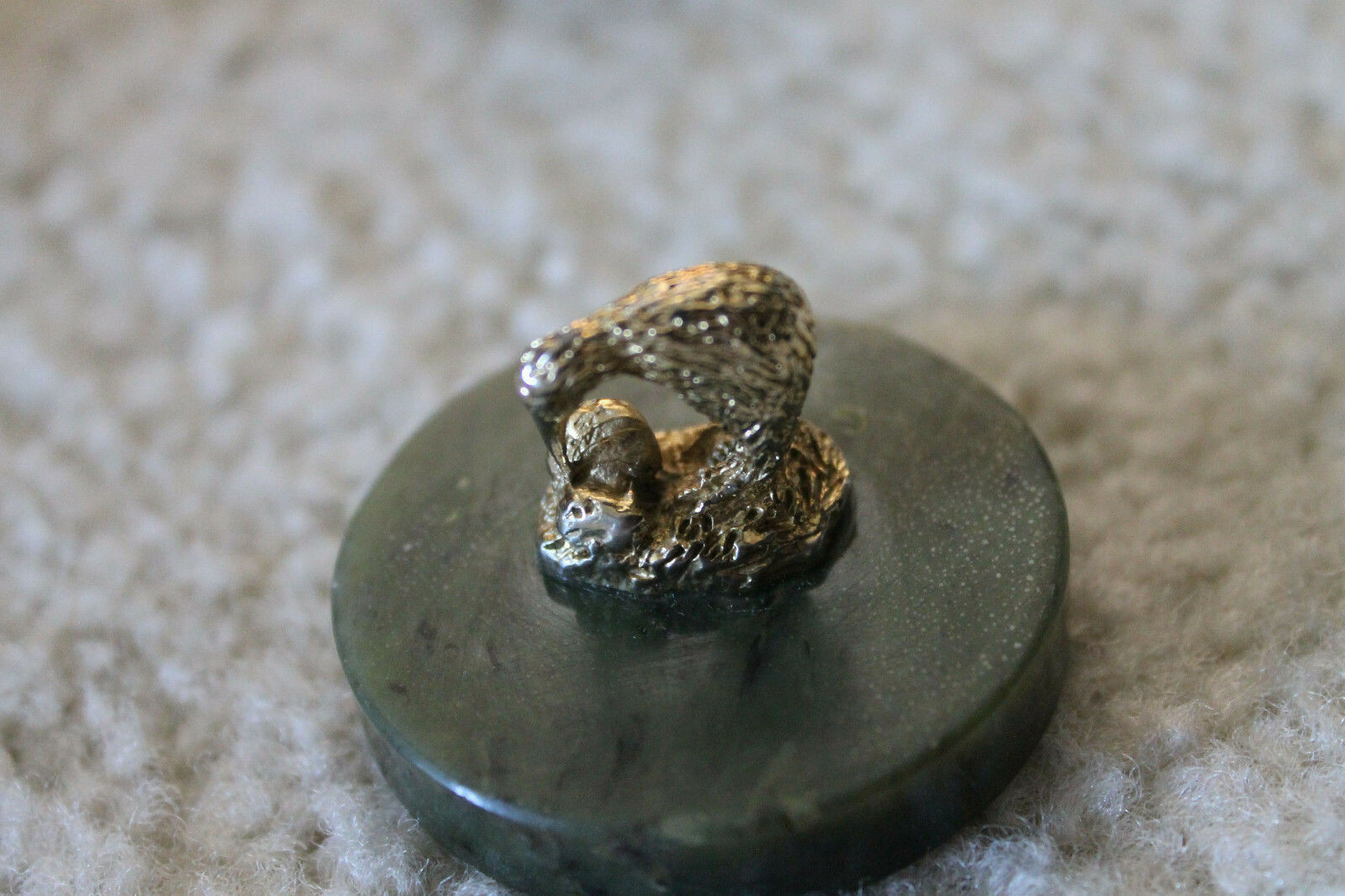 Very neat two Small metal statues with Jade bases
