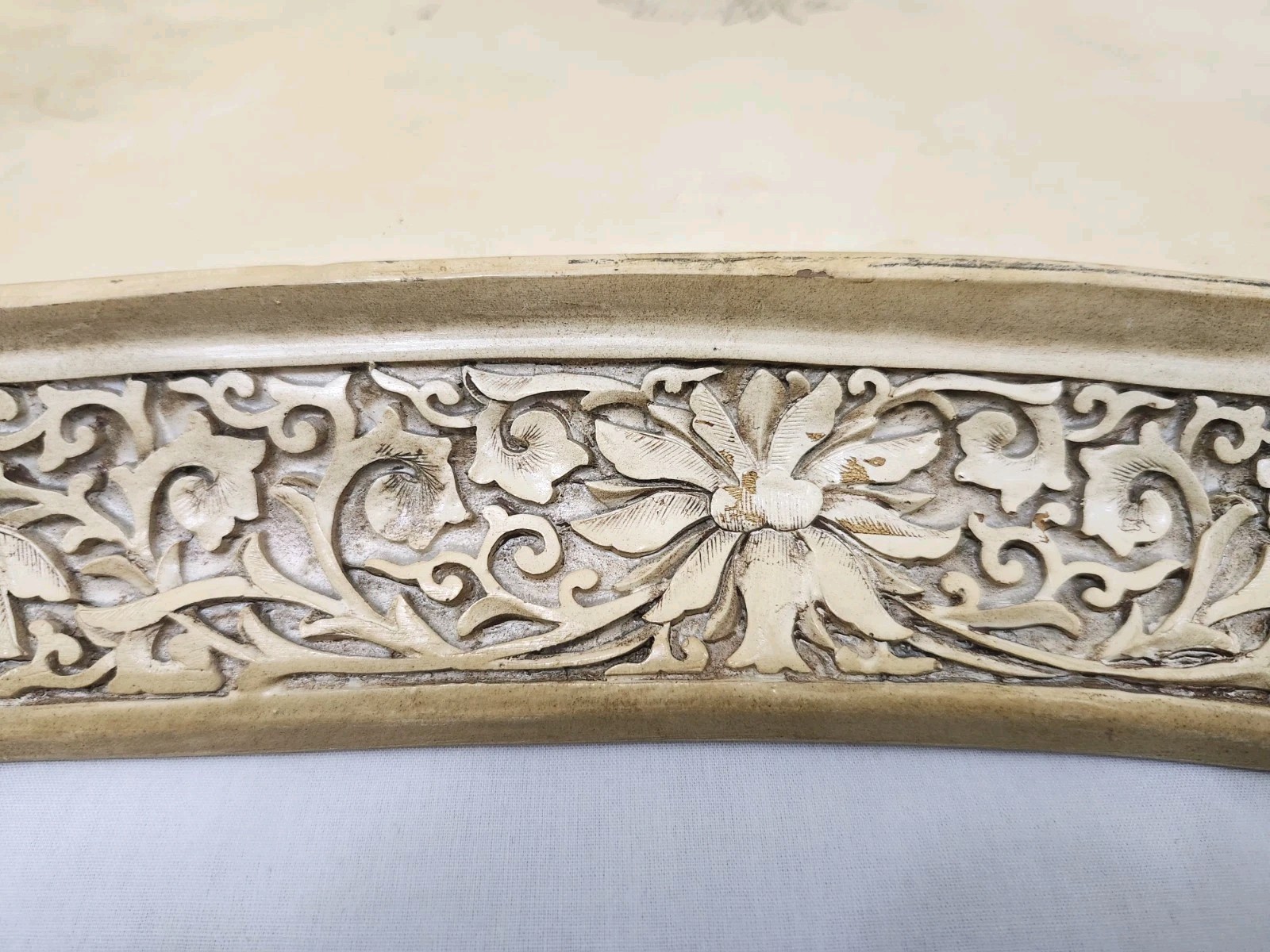 Vintage Asian Carved Look Resin Tray Landscape Figures Scene 14″ x 12″ Chinese