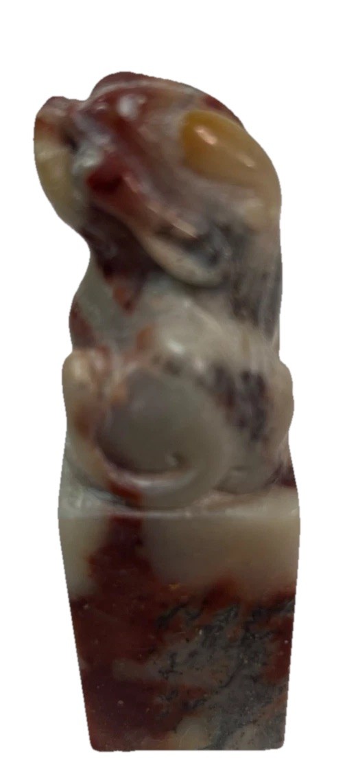 Vintage Carved Chinese Soapstone Seal Foo Dog 1.5”sq x 3.5” Tall