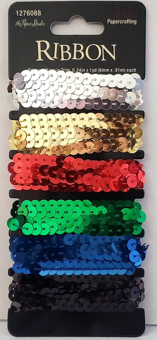 The Paper Studio RIBBON Sequin Trim 1/4” – PRIMARY – 6 yds