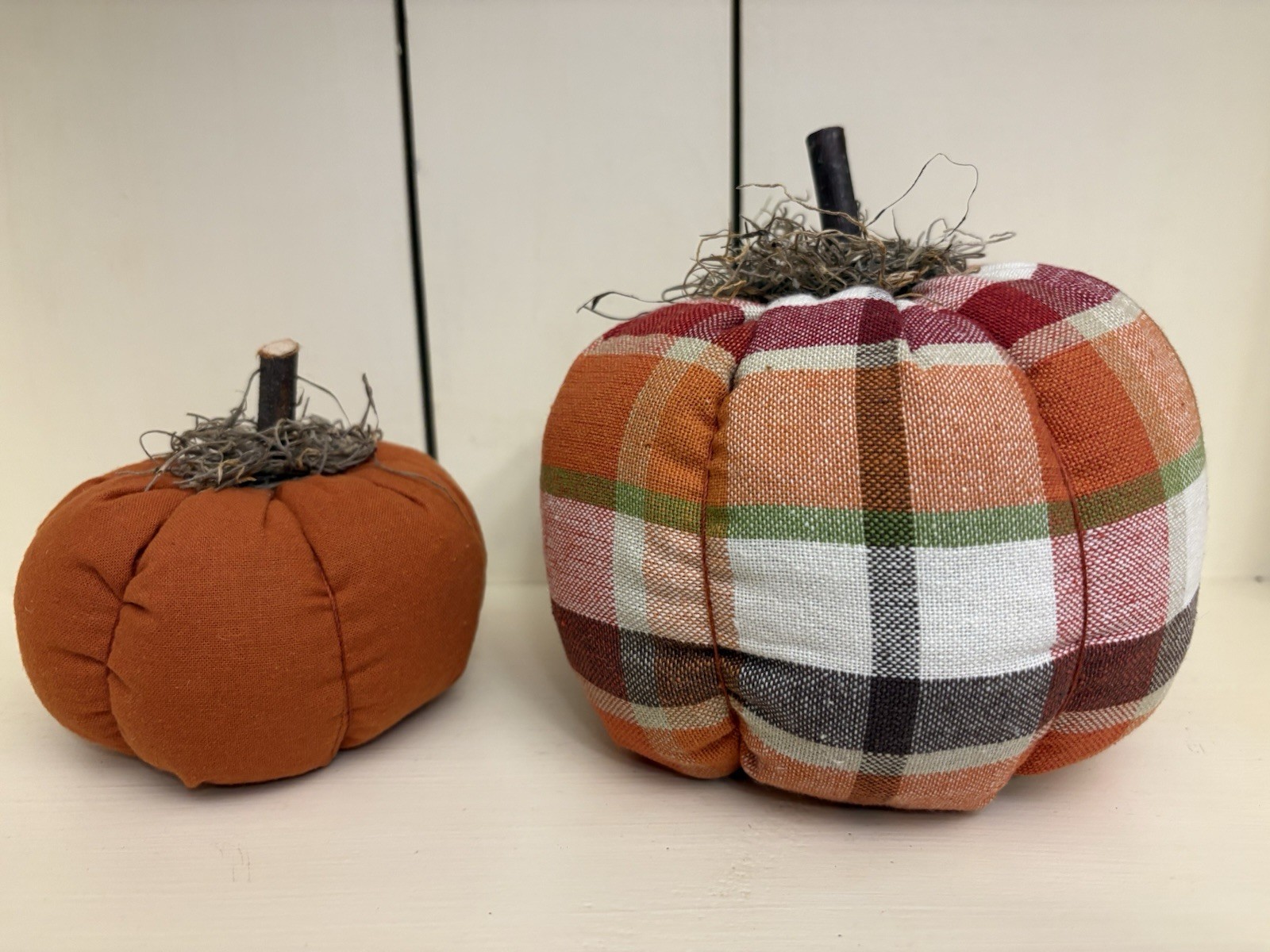 4″ Handmade Primitive Fall Halloween Pumpkins ~ 2 piece Set