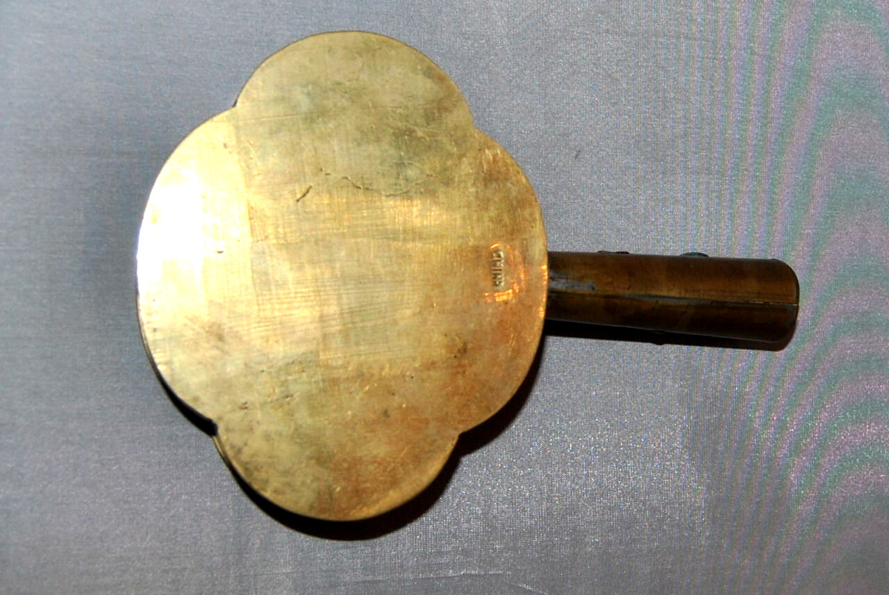 ANTIQUE VINTAGE CHINESE BRASS FAUX GEMSTONE COAL SILK IRON