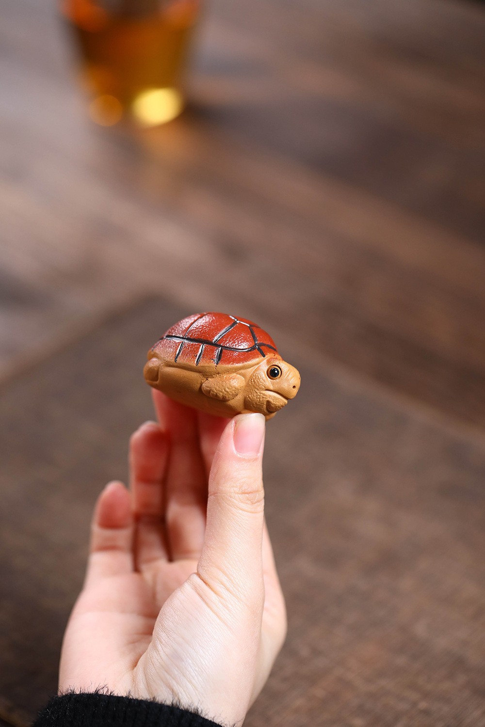 2″ China Yixing Zisha Jiangpo Clay Mini Red Shell Longevity Turtle Tea Pet