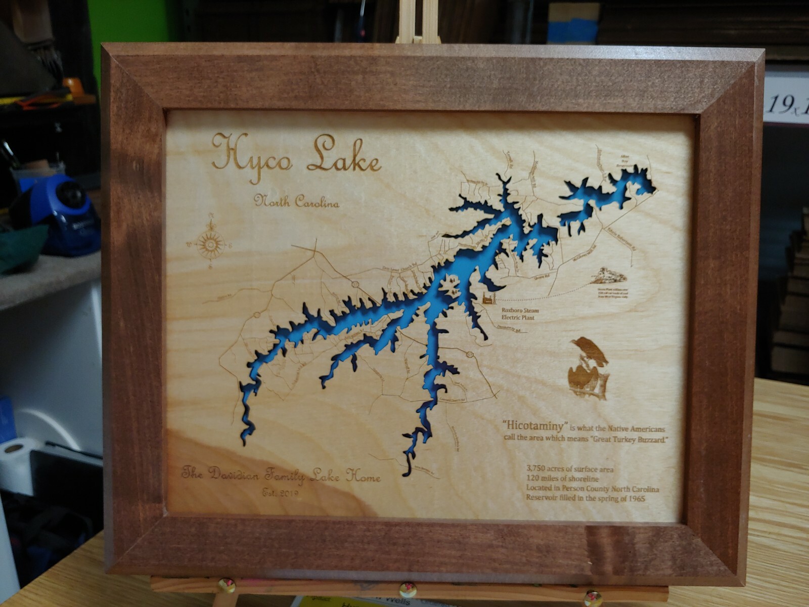 Hyco Lake, NC – Laser Cut Wood Map | Wall Art | Made to Order