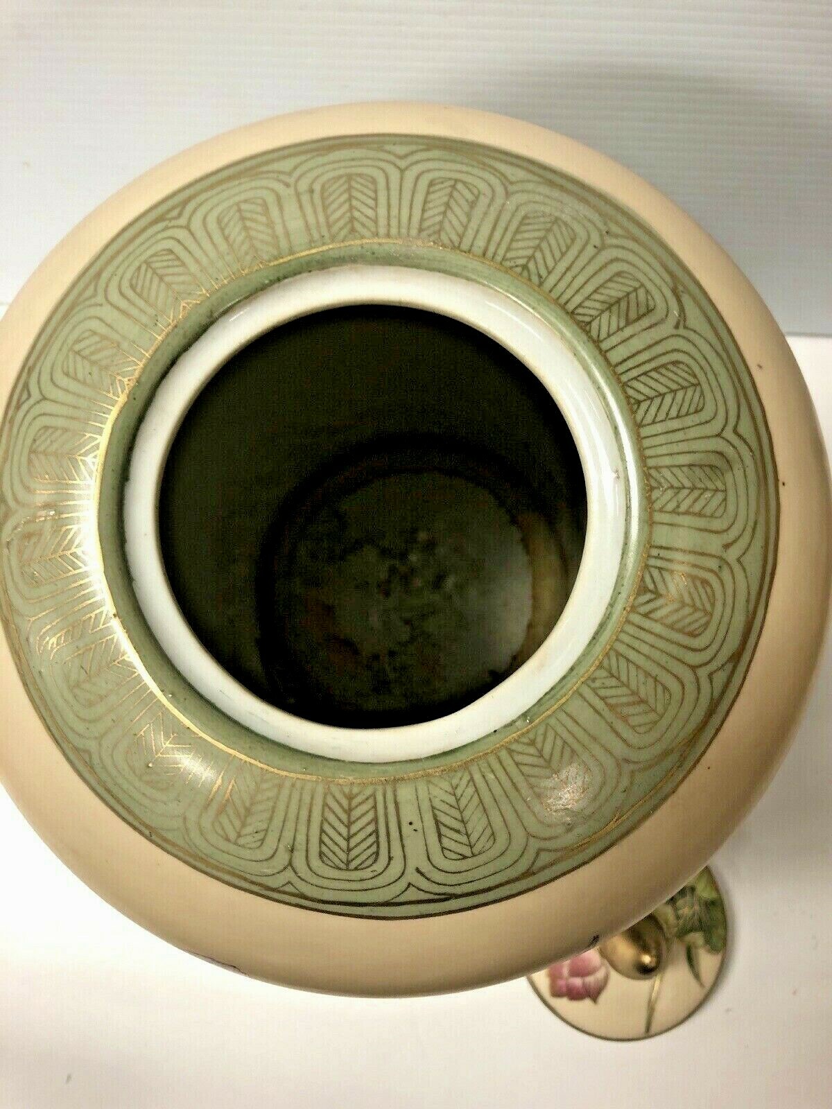Chinese Hand Painted Porcelain Covered Jar Height 14 1/2”