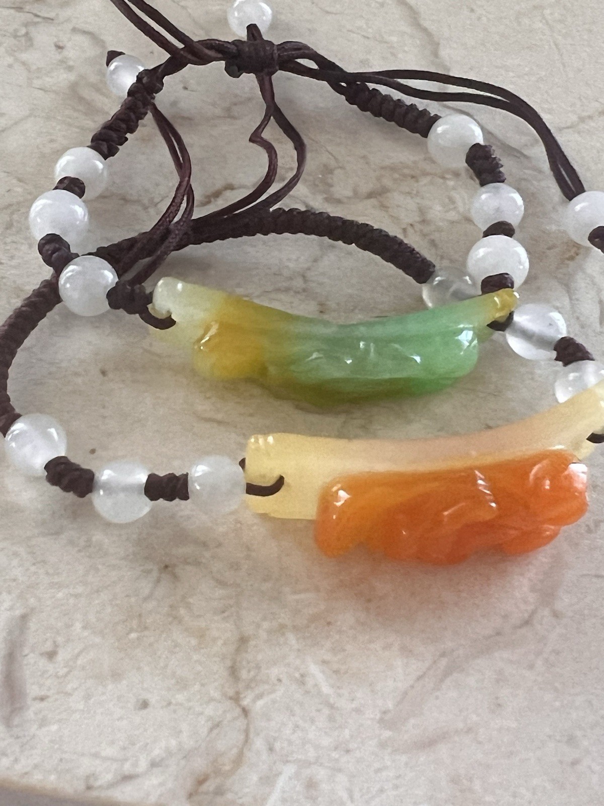 Multi Colored Jade String Bracelets & Necklace adjustable Lot Flowers
