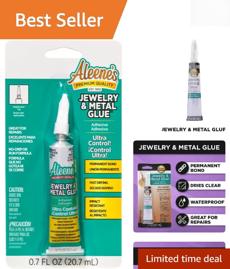 Instant Waterproof Jewelry Glue – 0.7 oz High Viscosity Adhesive, Clear Finish