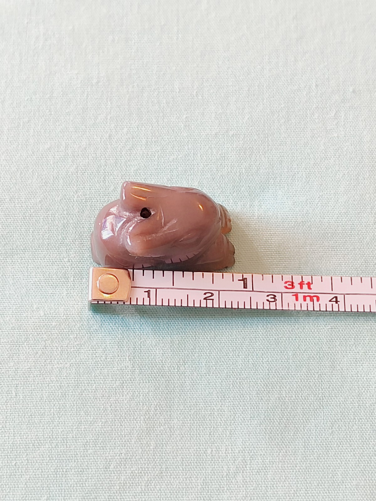 Green Nephrite Jade Carved Bunny Rabbit Focal Pendant Drilled Bead Jewelry Craft