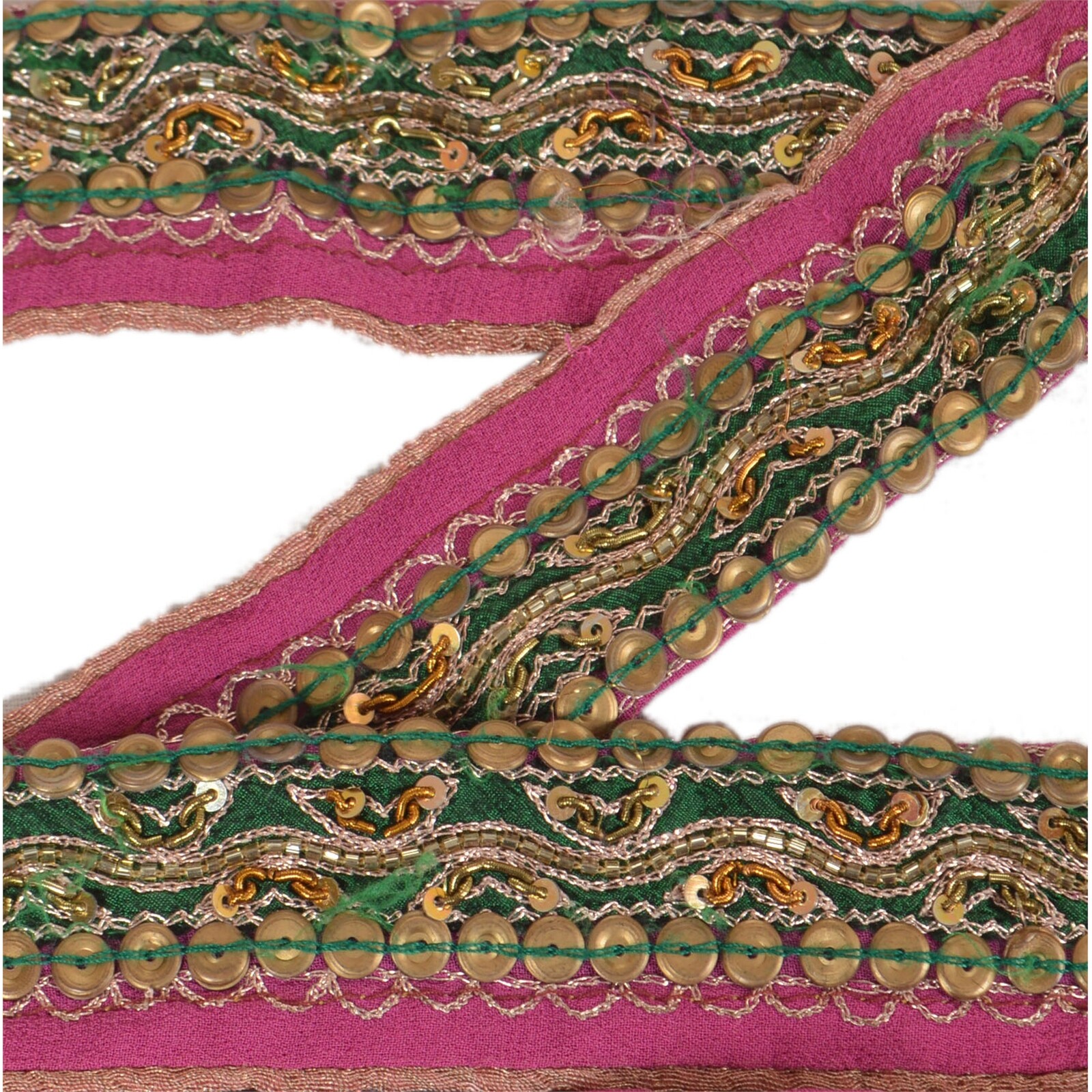 Sanskritivintage Sari Border Hand Beaded Indian Trim Decor Ribbon Lace 1Yd