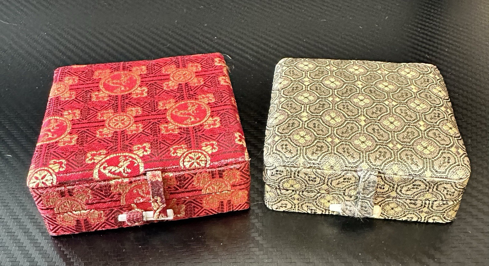 Two Chinese Zodiac Medallions – Ox In Red Box And Dragon In Green Box