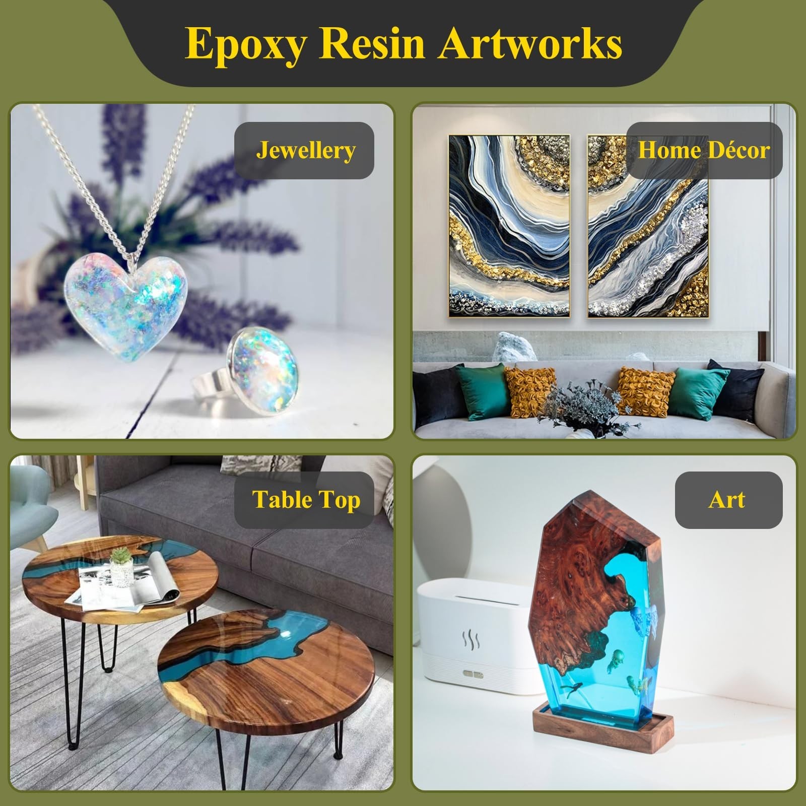68OZ UV Resistant Epoxy Resin Kit – No Bubble, Crystal Clear for Coating, Castin