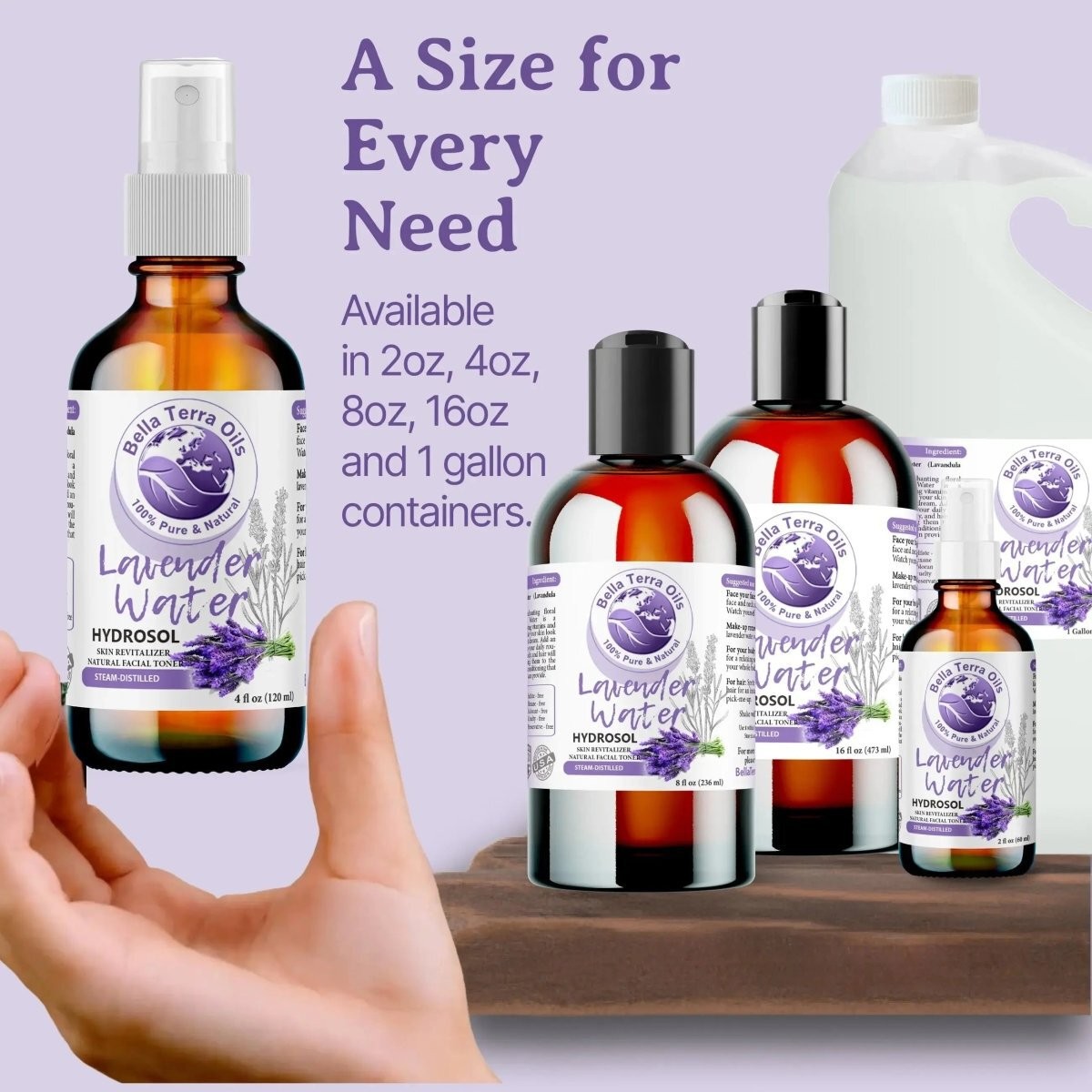 Pure Lavender Water Hydrosol 100% Natural Skin Hair Face Aromatherapy Toner