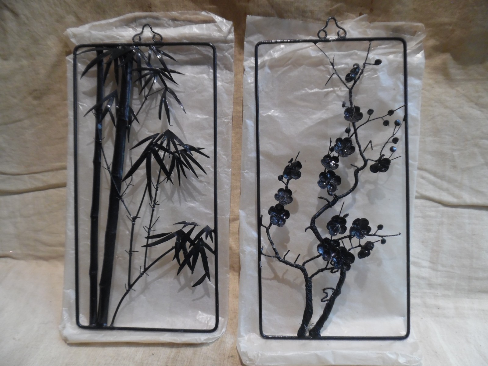 Vintage Chinese Iron Wall Art – Four Gentlemen Set of 4 – 4” x 8.5” – Unused in