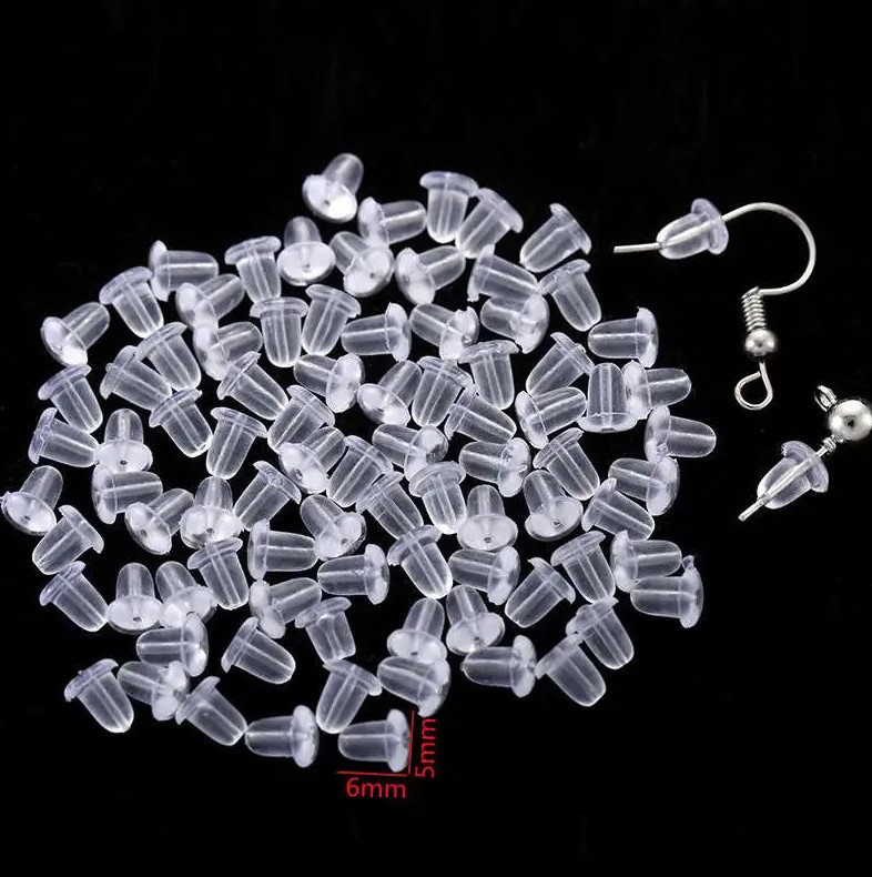 50pc Silicone Earring Backs 5mm x 4mm Cone Shaped Backing Soft Stopper Rubber