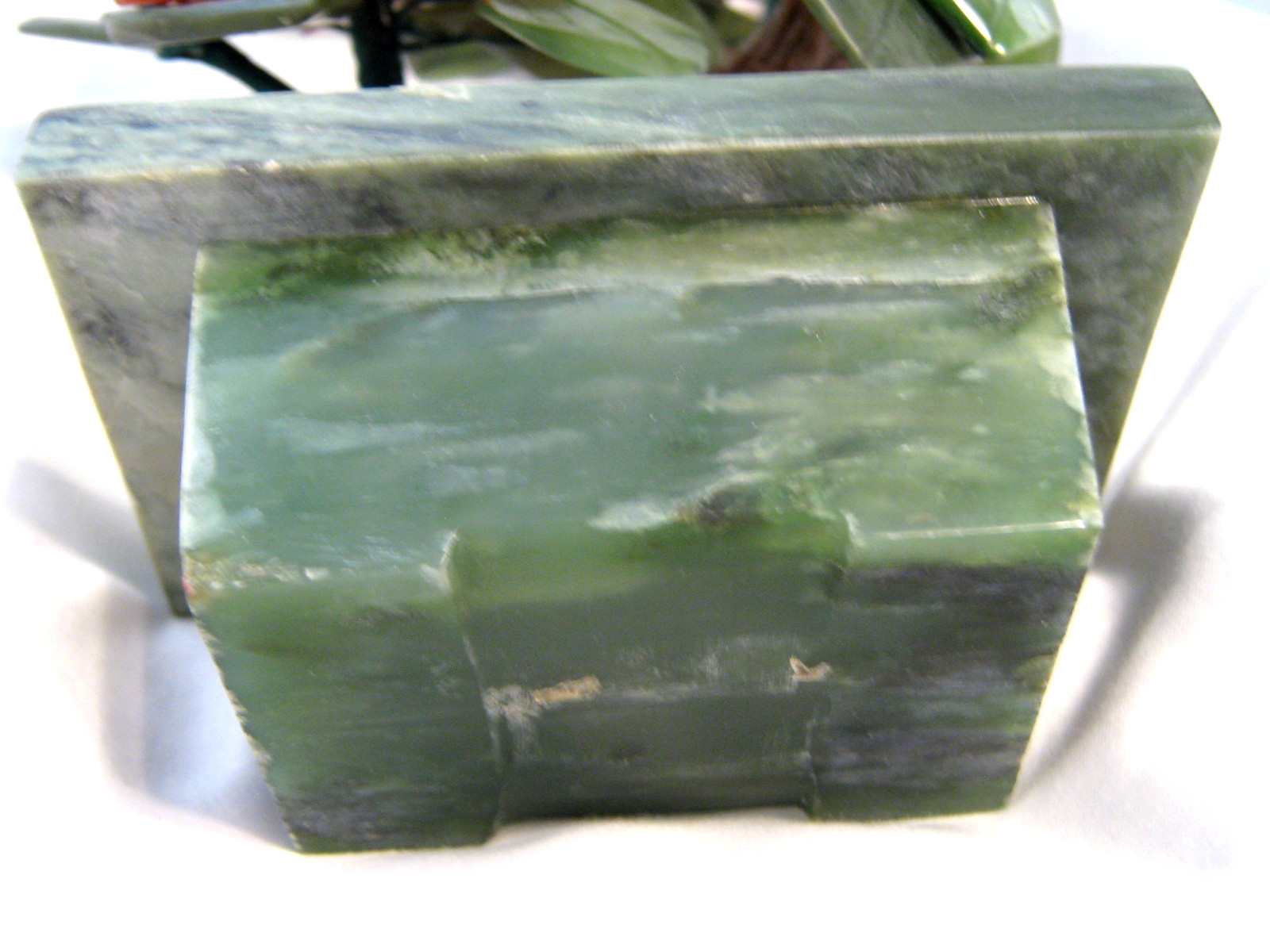 Chinese Jade Floral arrangement, Bonsai Tree, stone flowers & pot approx. 9″x6″
