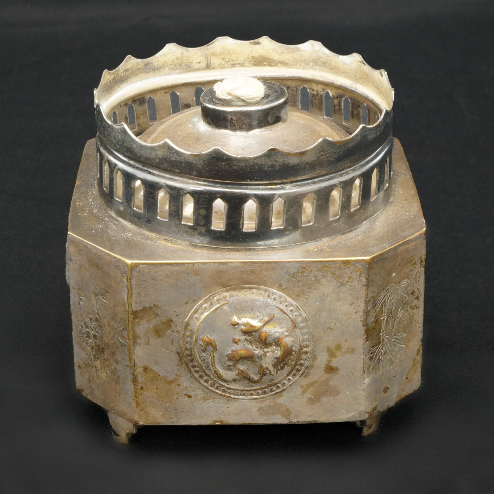 Hong Kong Paktong Oil Lamp Base c 1950