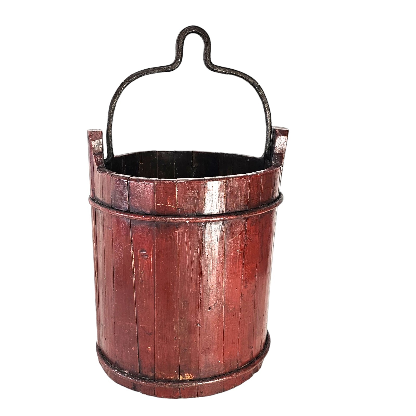 Vintage Chinese Lacquered Red and Gold Chinese Wedding Basket 16″