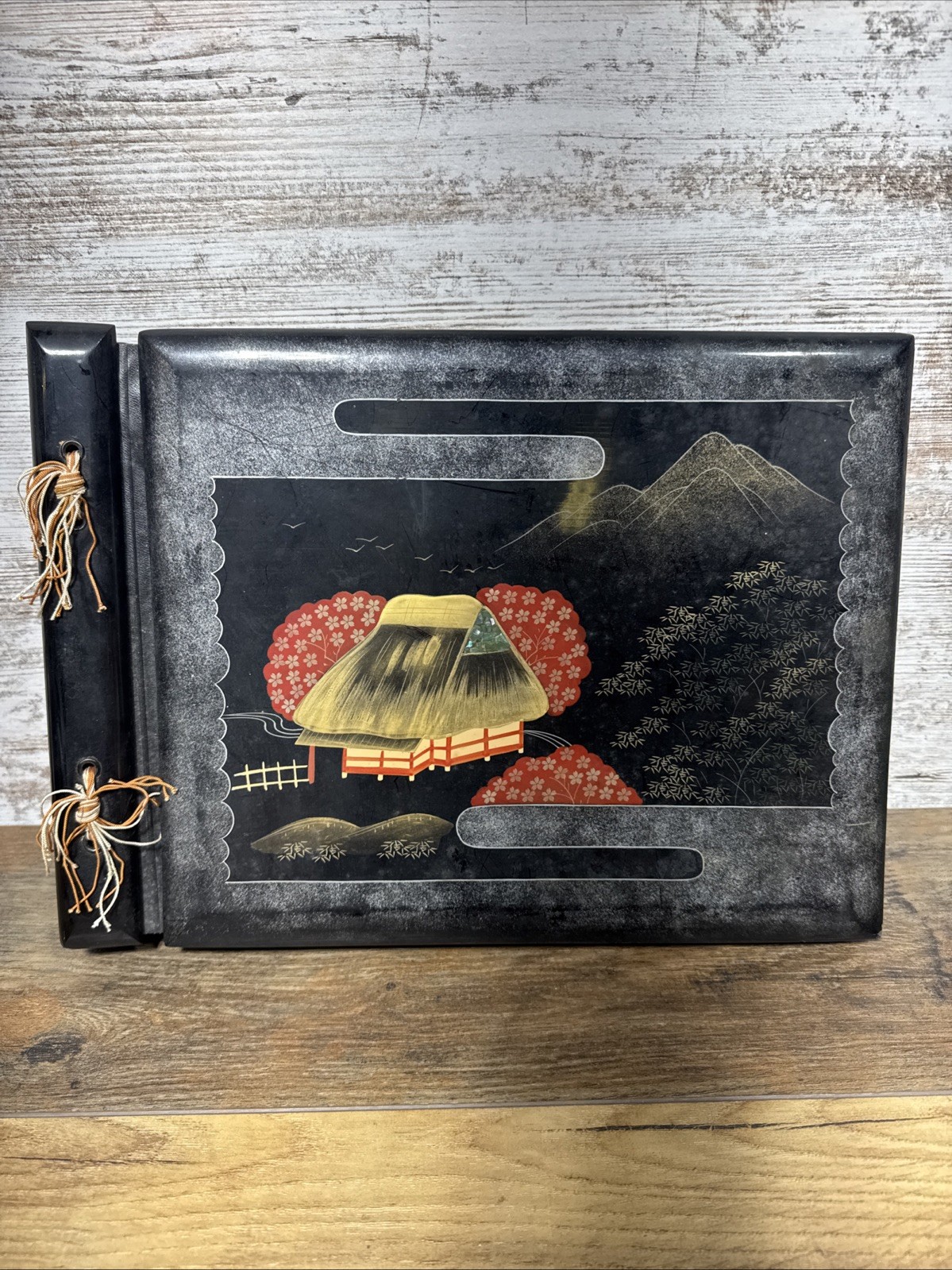 Vintage 1950s Japanese Photo Album – Black Lacquer