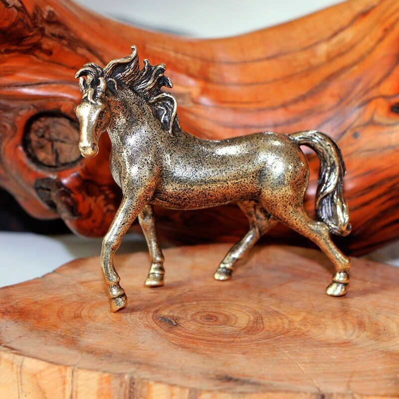 Solid Brass Steed Figurine Pure Copper Horse Desktop Ornament