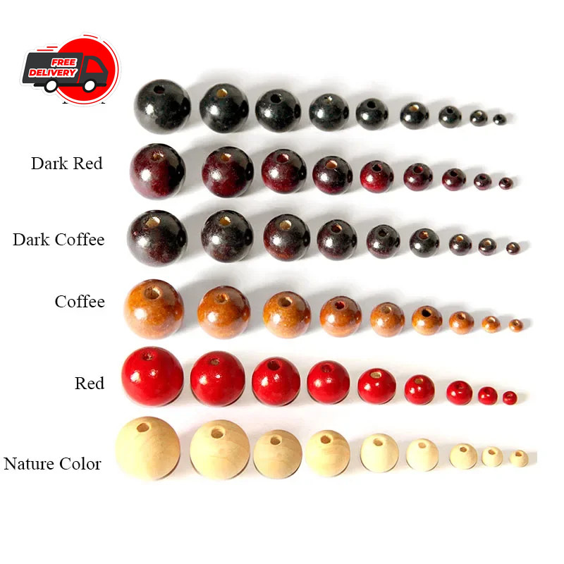 Natural Round Wooden Beads Wood Jewelry Spacer Natural Loose Making Diy Craft Fo