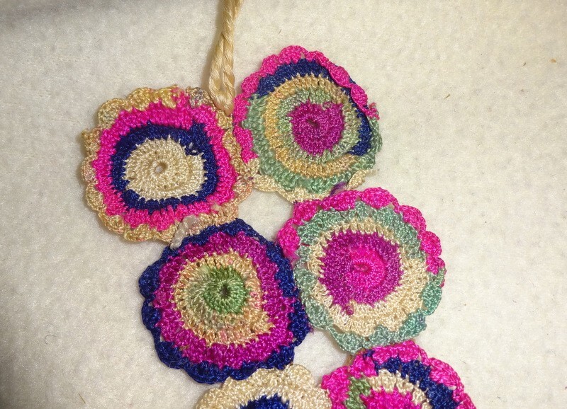 Vintage 1952 Korean or Chinese Hand Made Hand Crochet Multi-Color Bookmark-READ