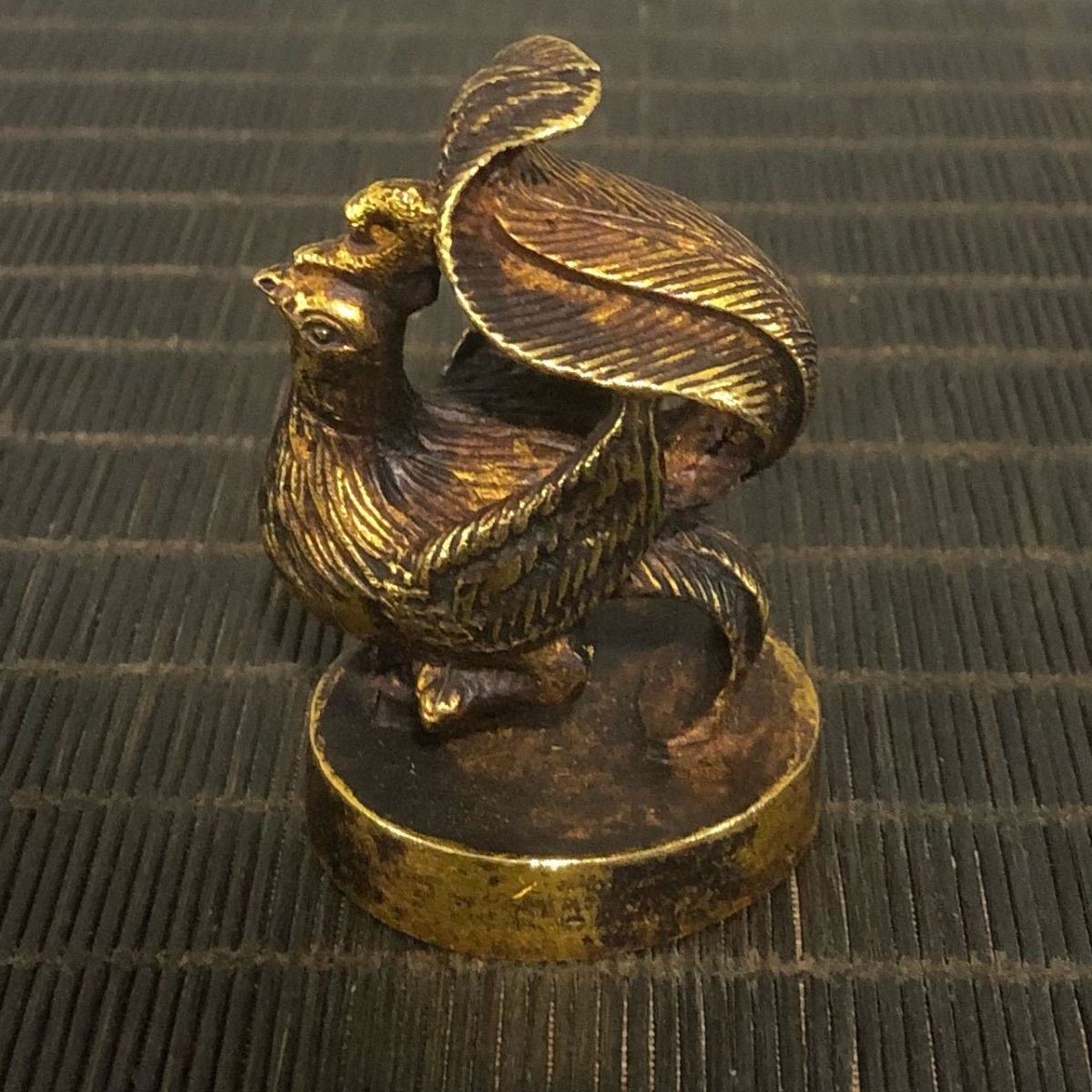 Solid Phoenix Statue Vintage Patina Metal Ornament Antique Style Desk Decor