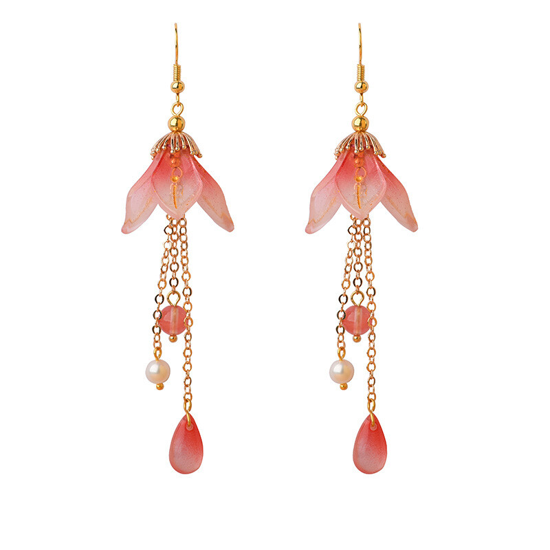 China Coloured Glaze/Pearl/Crystal Tassels Tibetan Style Vogue Earbob Earrings