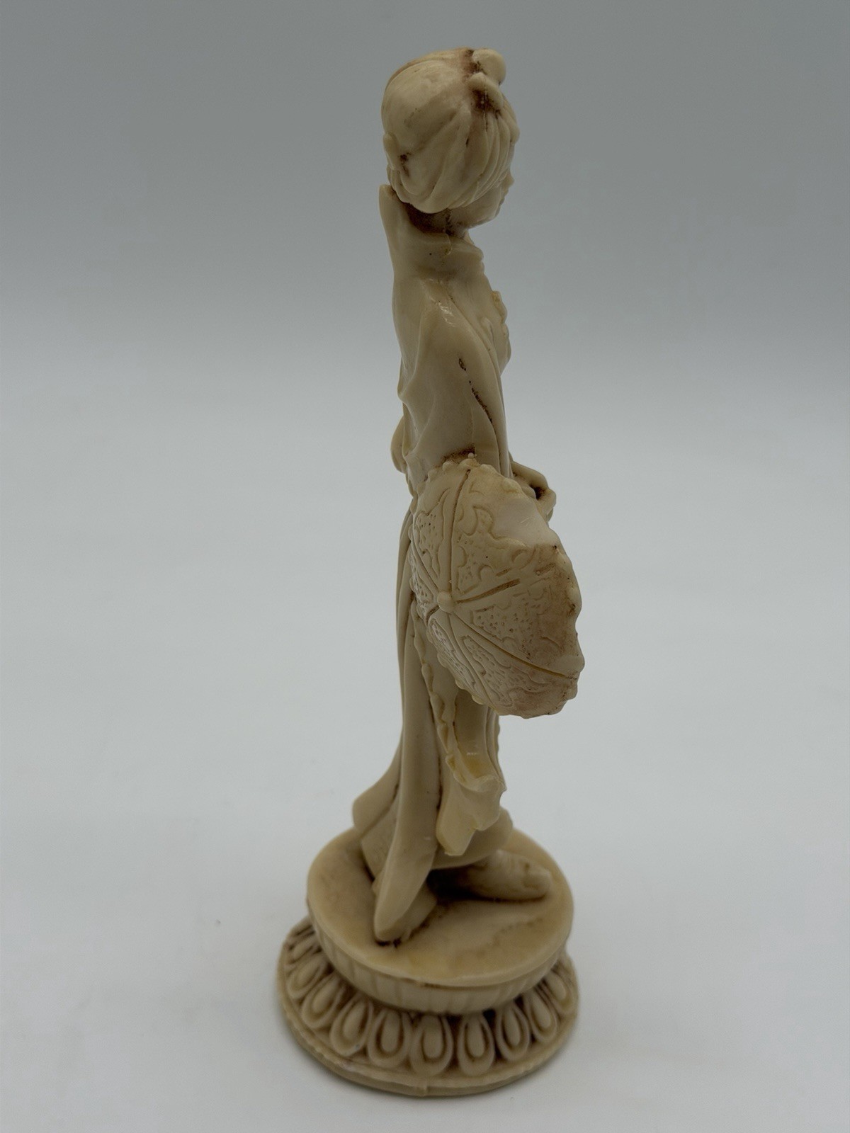 VTG Mid Century Italian Alabaster Resin Geisha Girl Sculpture Figurine 8”
