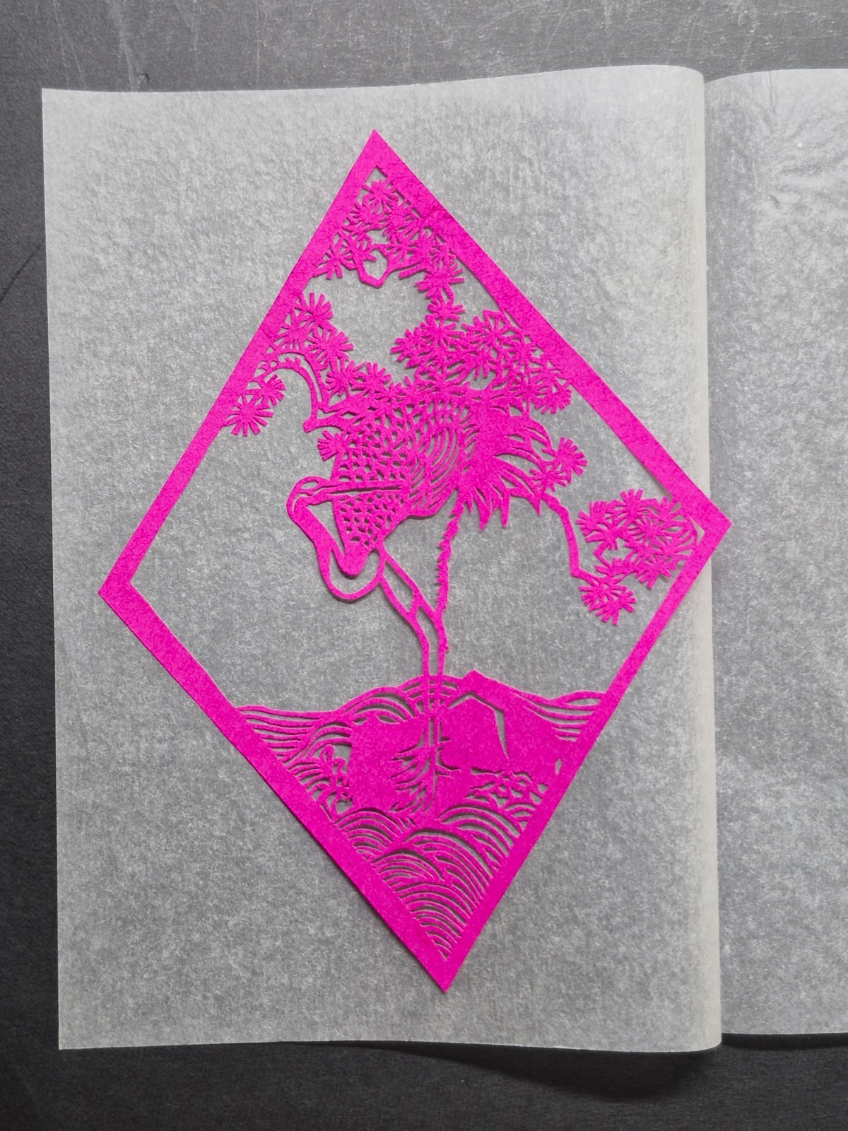 Unused Set of 6 Chinese Folk Art Paper cuts Crane (Hè) Designed
