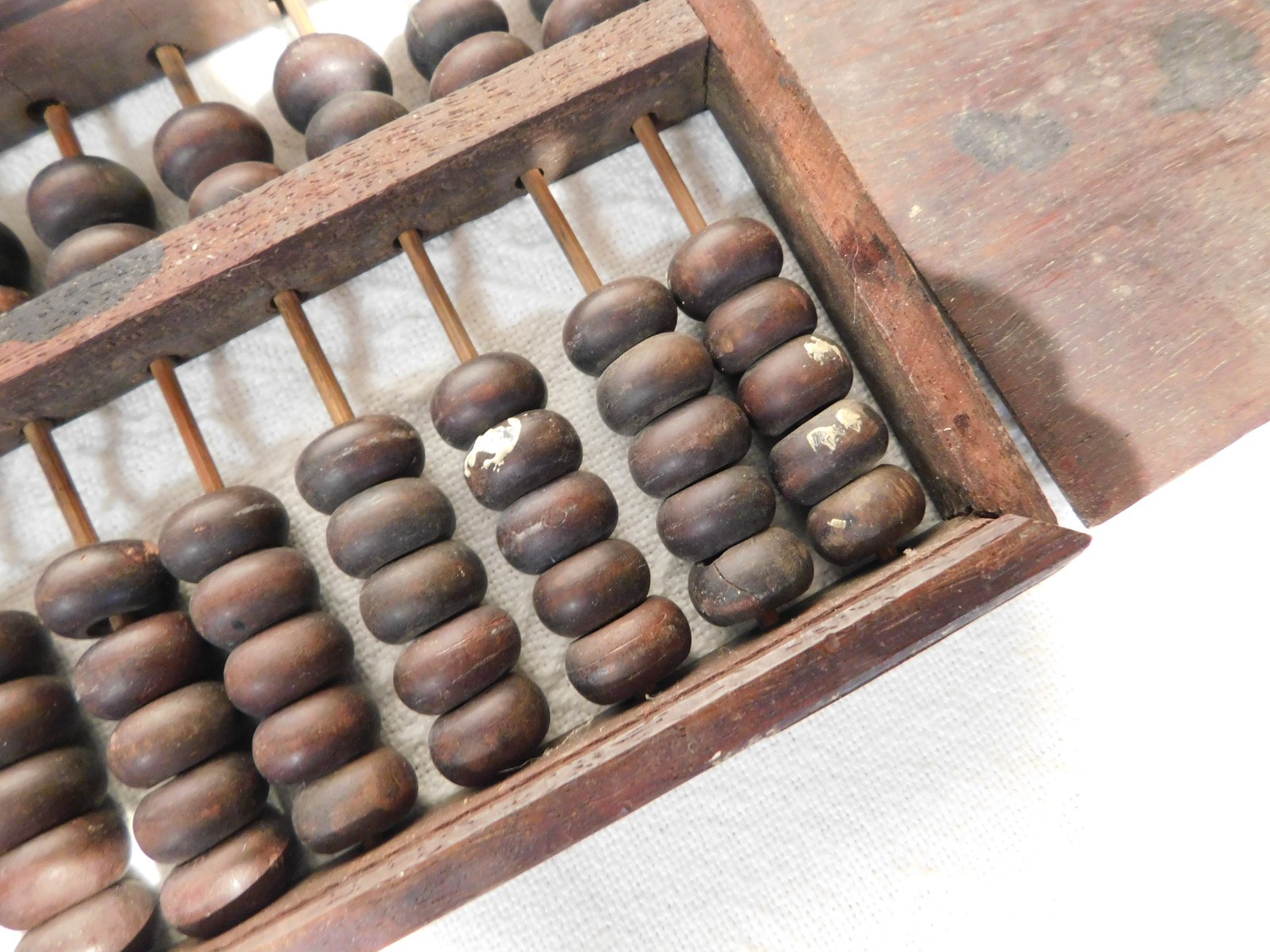 Vintage Chinese Abacus Wood & Brass Calculator 11 Row 77 Bead