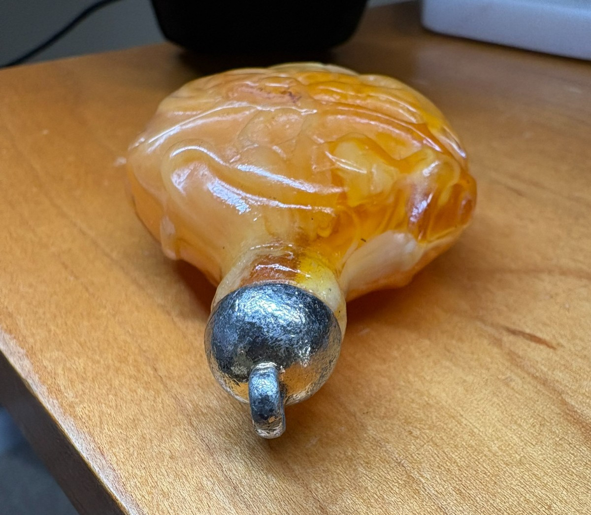 Vintage Carved Agate Snuff Bottle Pendant